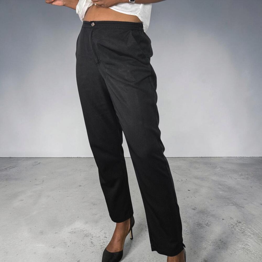 MARINE LAYER Allison Pant Black High Rise Elastic Back Straight Leg Ankle Medium